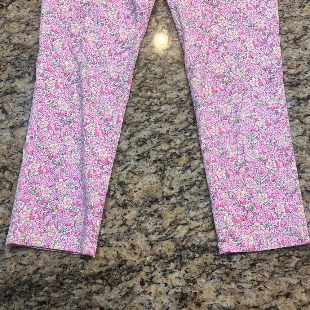 Lauren Ralph Lauren Womens 2 Petite Multicolor Floral Straight Leg Preppy Spring